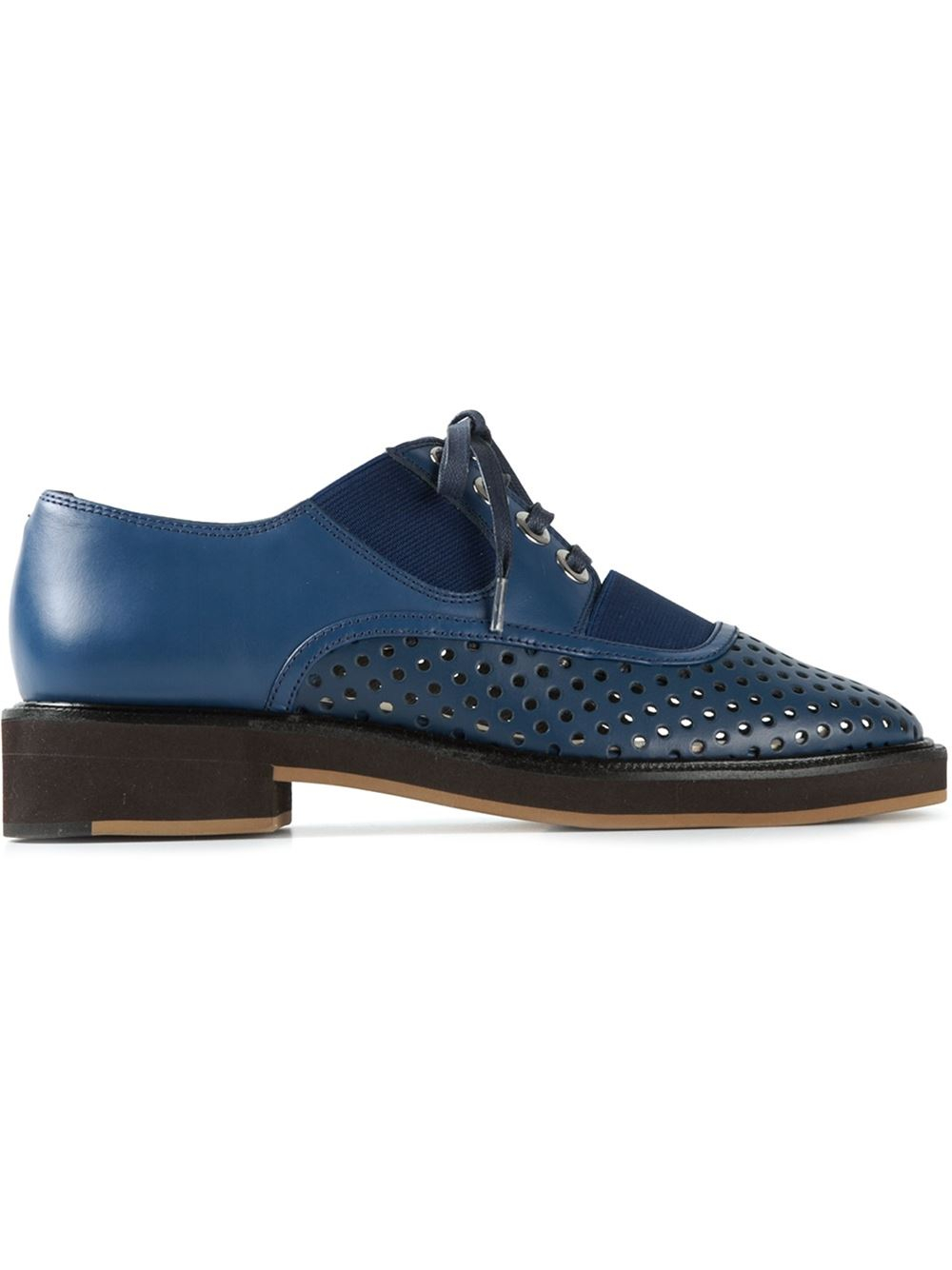 Jil sander navy Perforated Panel Derby Shoes in Blue Lyst
