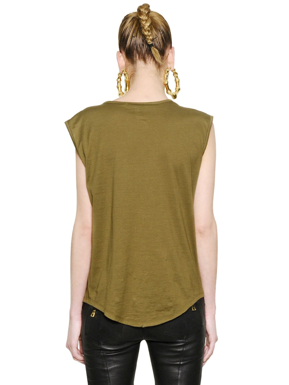 balmain green t shirt