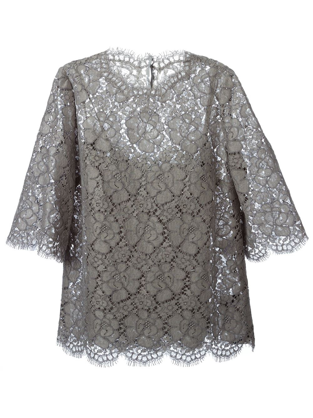 Lyst - Dolce & Gabbana Floral Lace Top in Gray