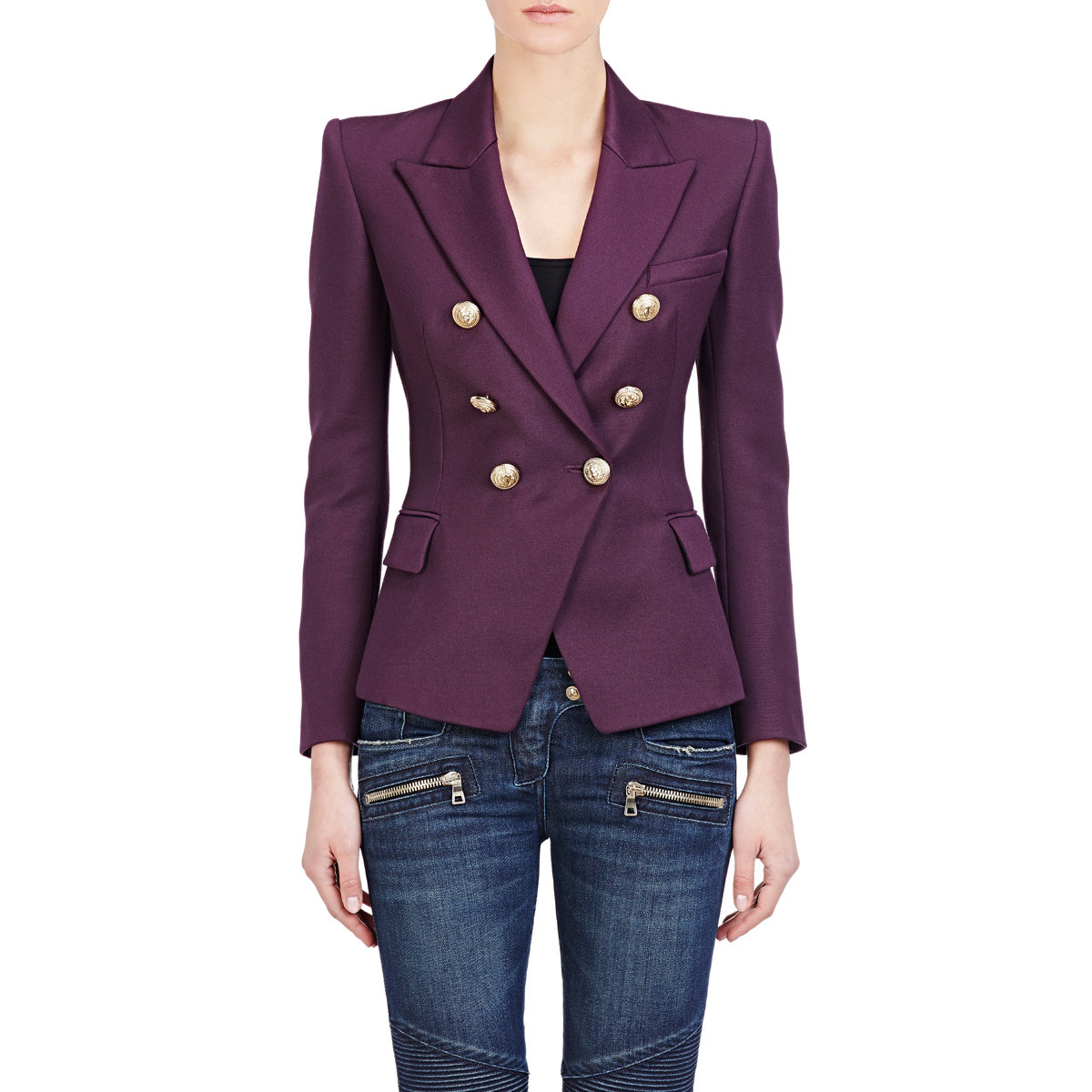 black wool womens pea coat