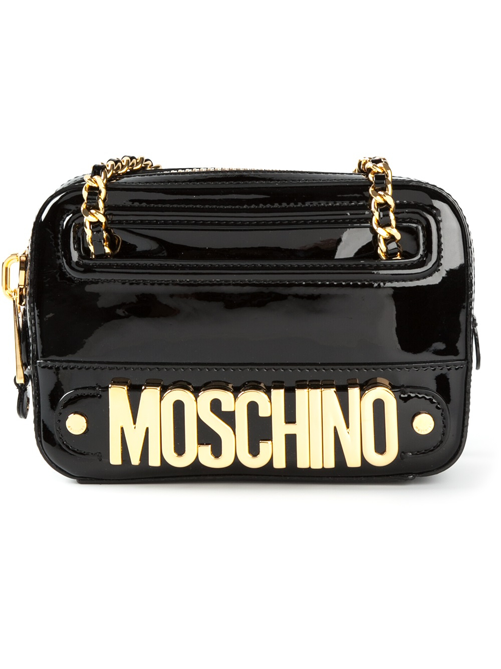 Moschino Logo Charm Pochette in Black | Lyst