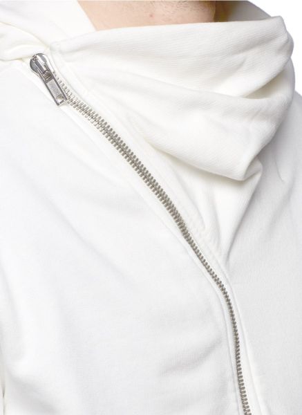 Drkshdw By Rick Owens Nonlinear Zip Front Hoodie in White for Men | Lyst