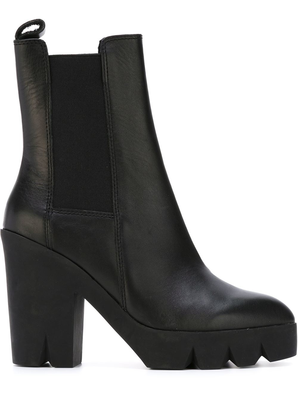 Ash Ridged Sole Block Heel Boots in Black | Lyst