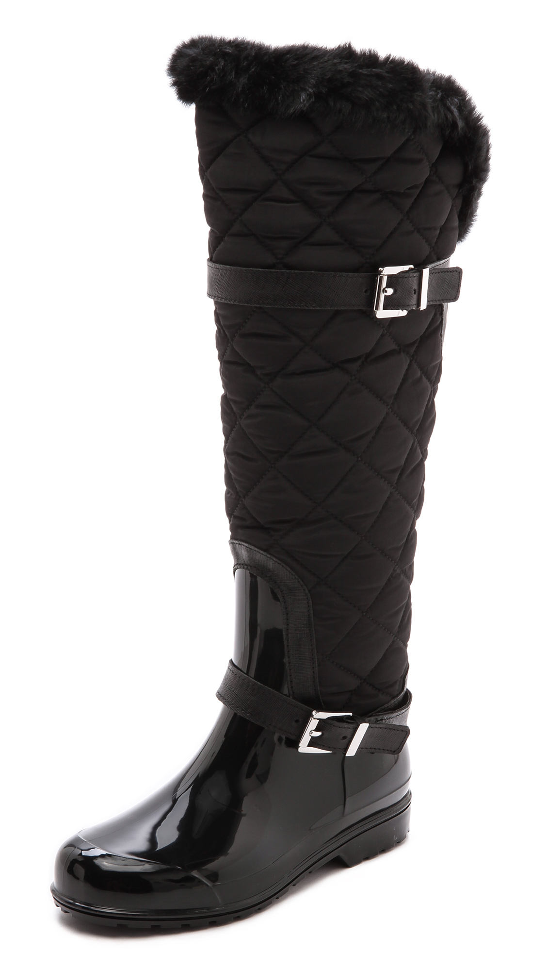 Lyst - MICHAEL Michael Kors Fulton Quilted Rain Boots - Black in Black