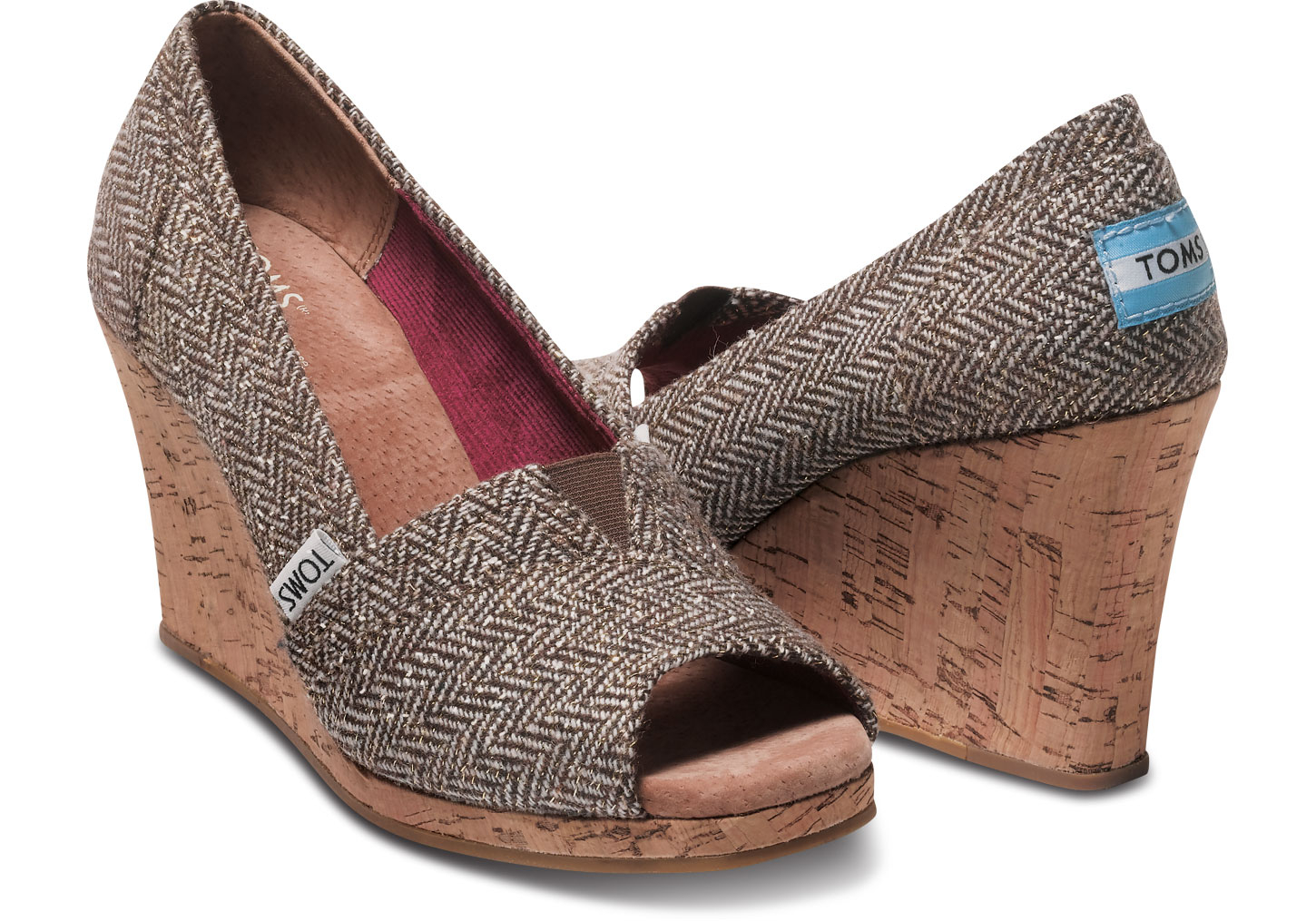 toms brown wedges