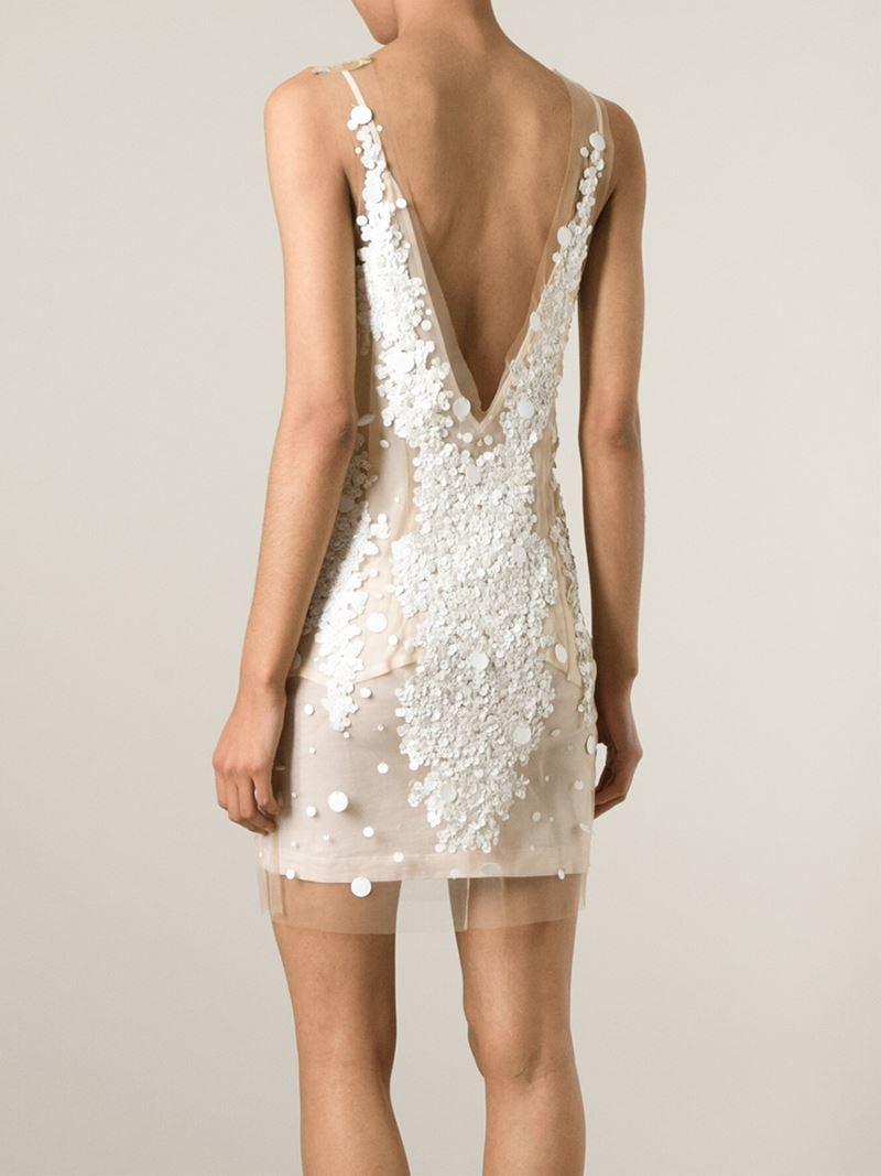 Amen Sheer Sequin Embellished Dress in White - Lyst