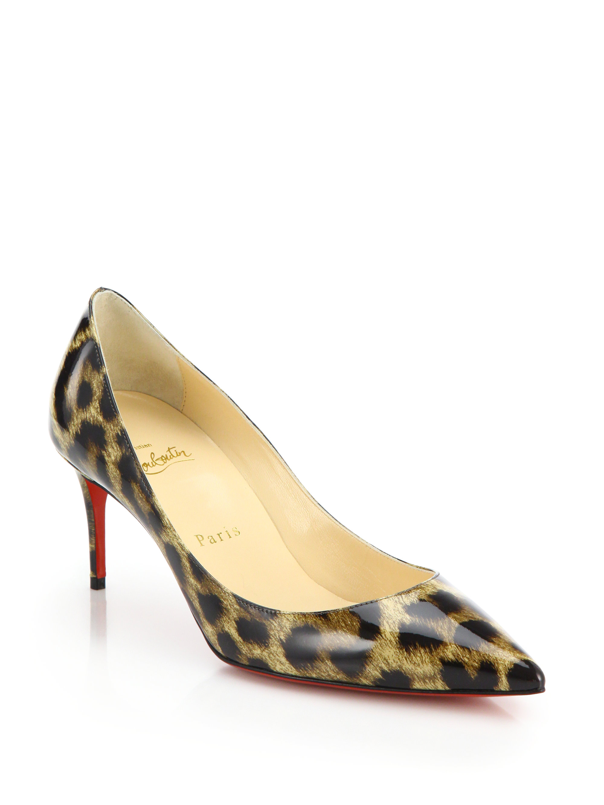 Christian louboutin Decollete Leopard-print Glossed Leather Pumps ...