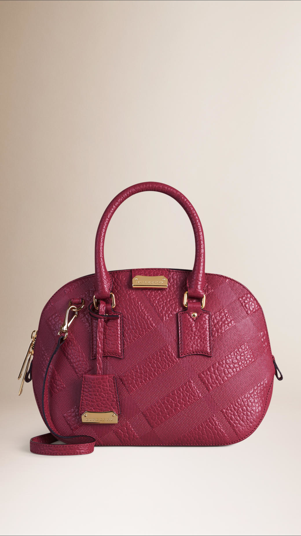 Lyst Burberry The Small Orchard In Embossed Check Leather Dark Gallery Women S Burberry Orchard