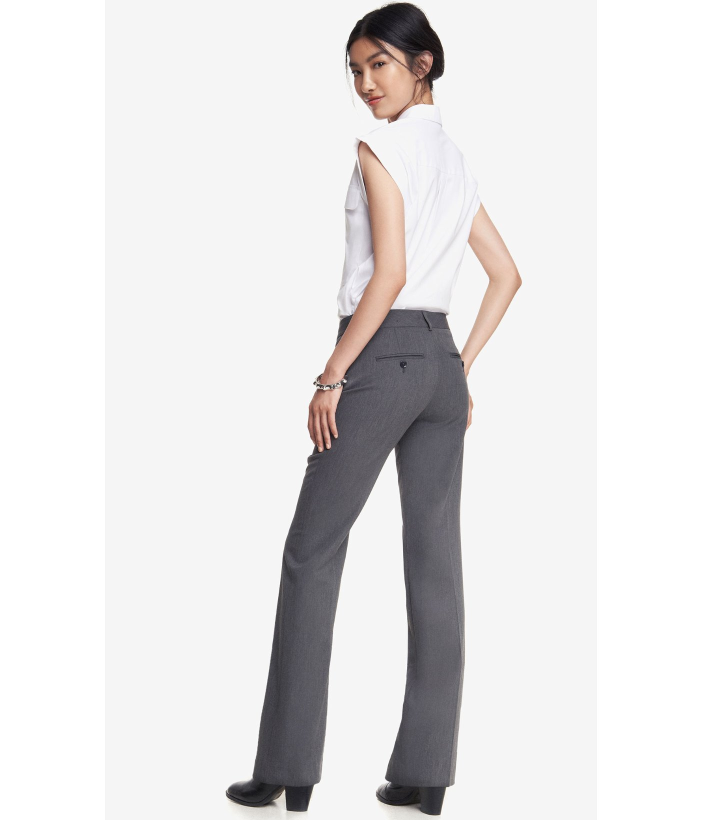 grey stretch pants