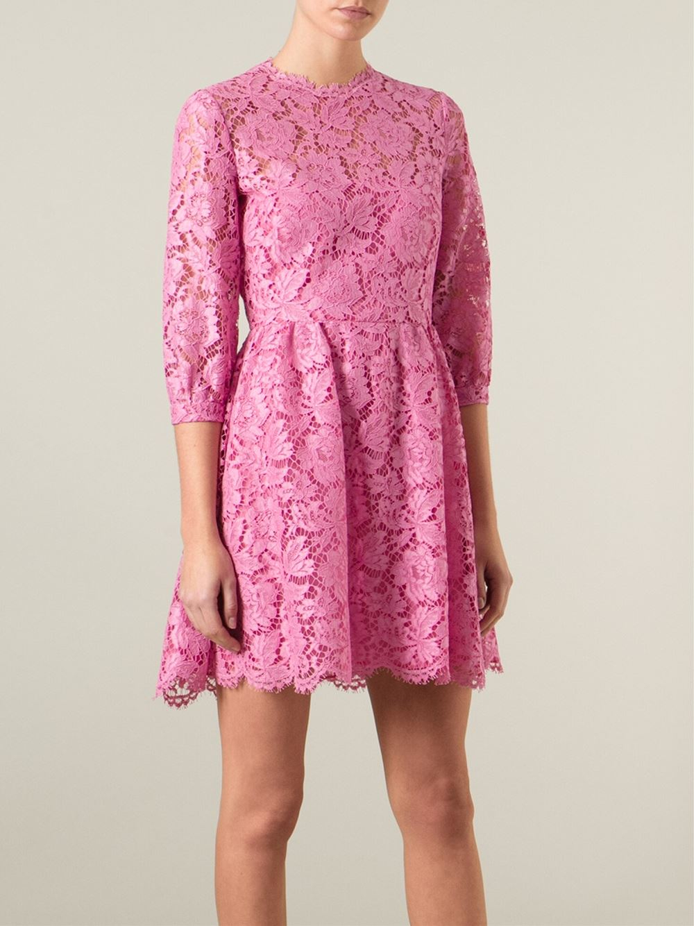 Lyst - Valentino Lace Dress in Pink