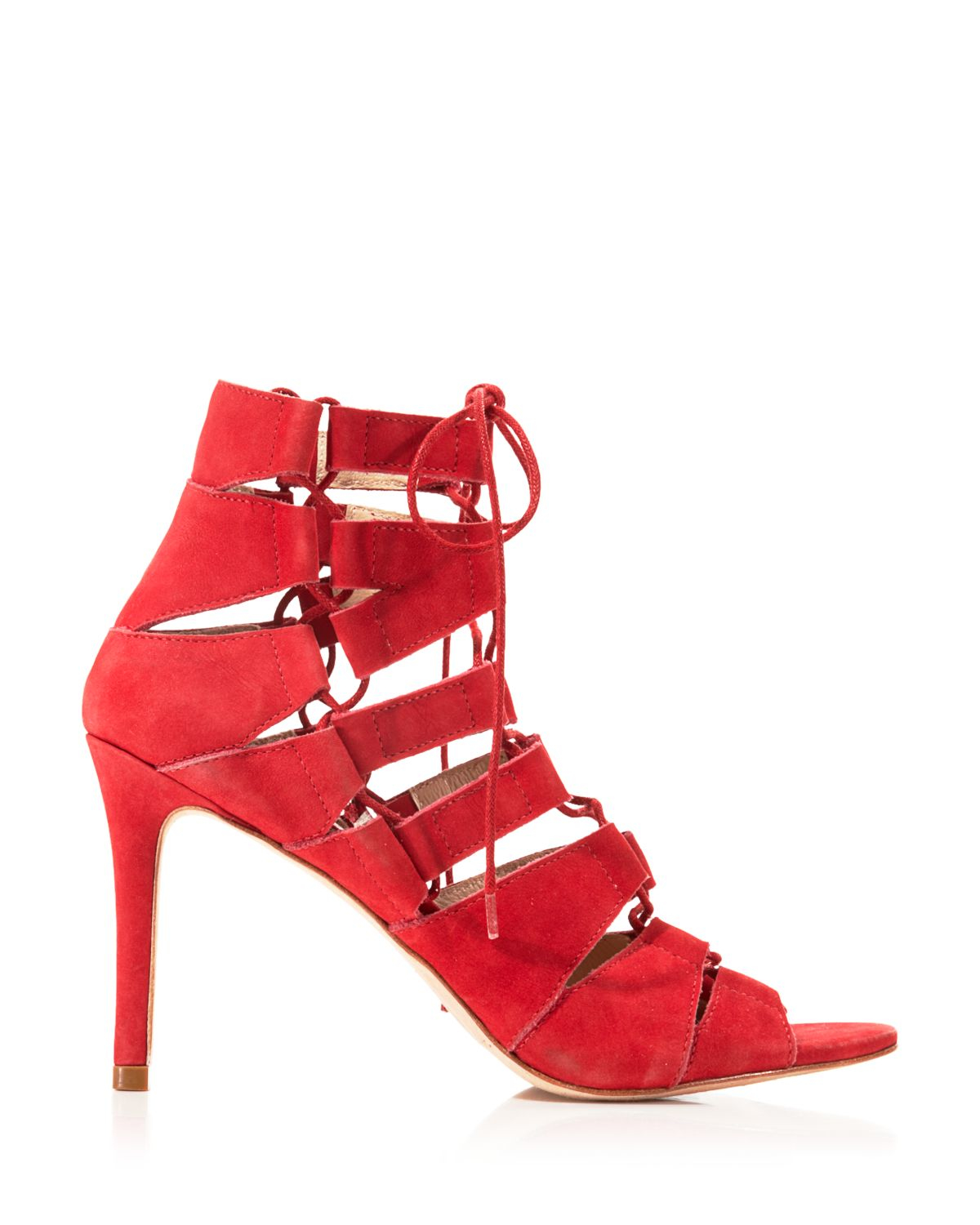 Loeffler Randall Lottie Lace Up High Heel Sandals in Red | Lyst