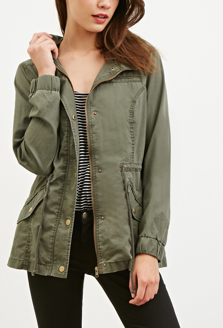 Womens olive green utility jacket with hood jacket for women h&m