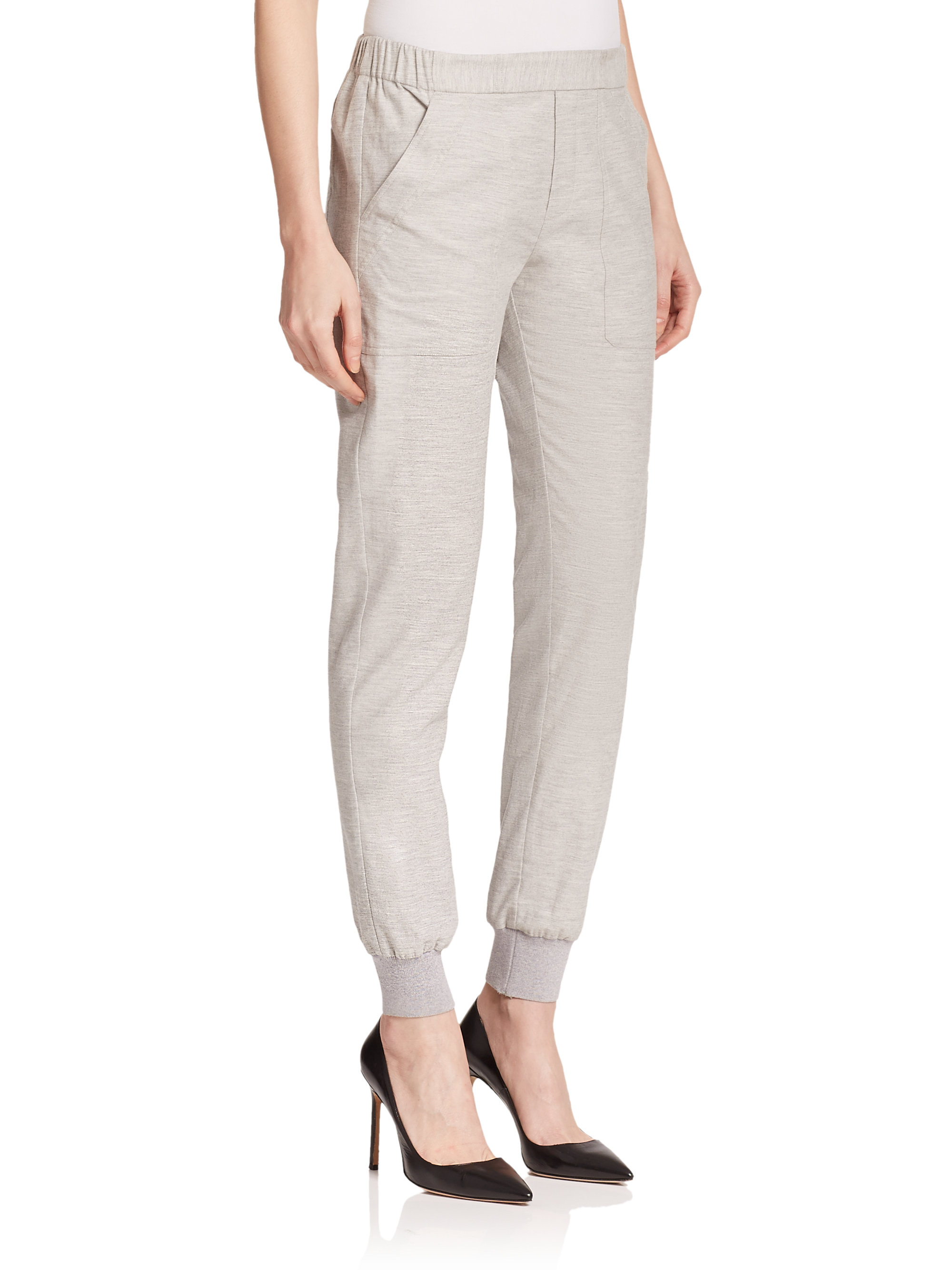 Lyst Vince Cotton Jogger Pants In Gray