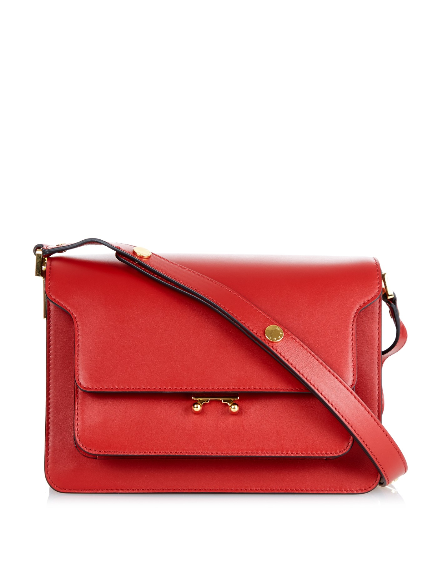 Marni Trunk Medium Leather Shoulder Bag in Red | Lyst