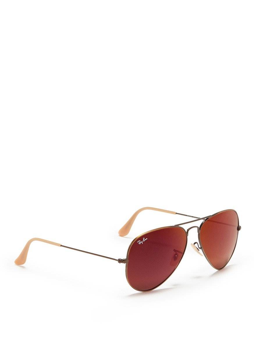 Lyst Ray Ban Aviator Large Metal Mirror Sunglasses In Red 