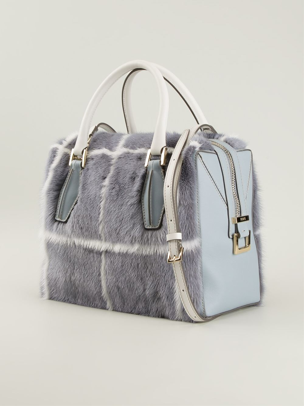 Lyst Tod'S Dcube Mink Fur Mini Bowler Bag in Blue