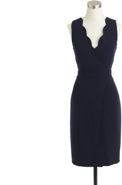 J.crew Scallop Crepe Dress in Blue (navy) | Lyst