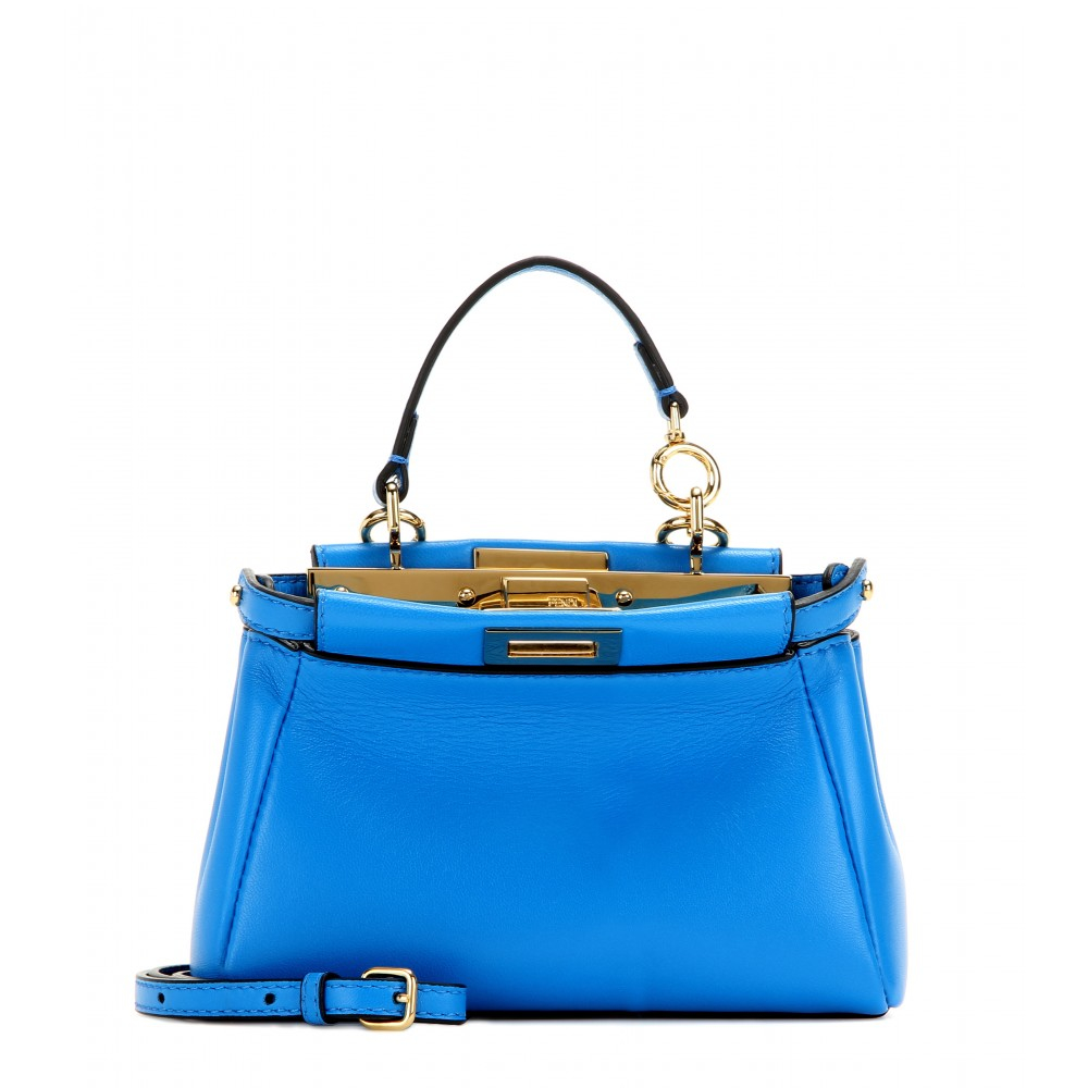 Lyst - Fendi Peekaboo Micro Leather Shoulder Bag in Blue