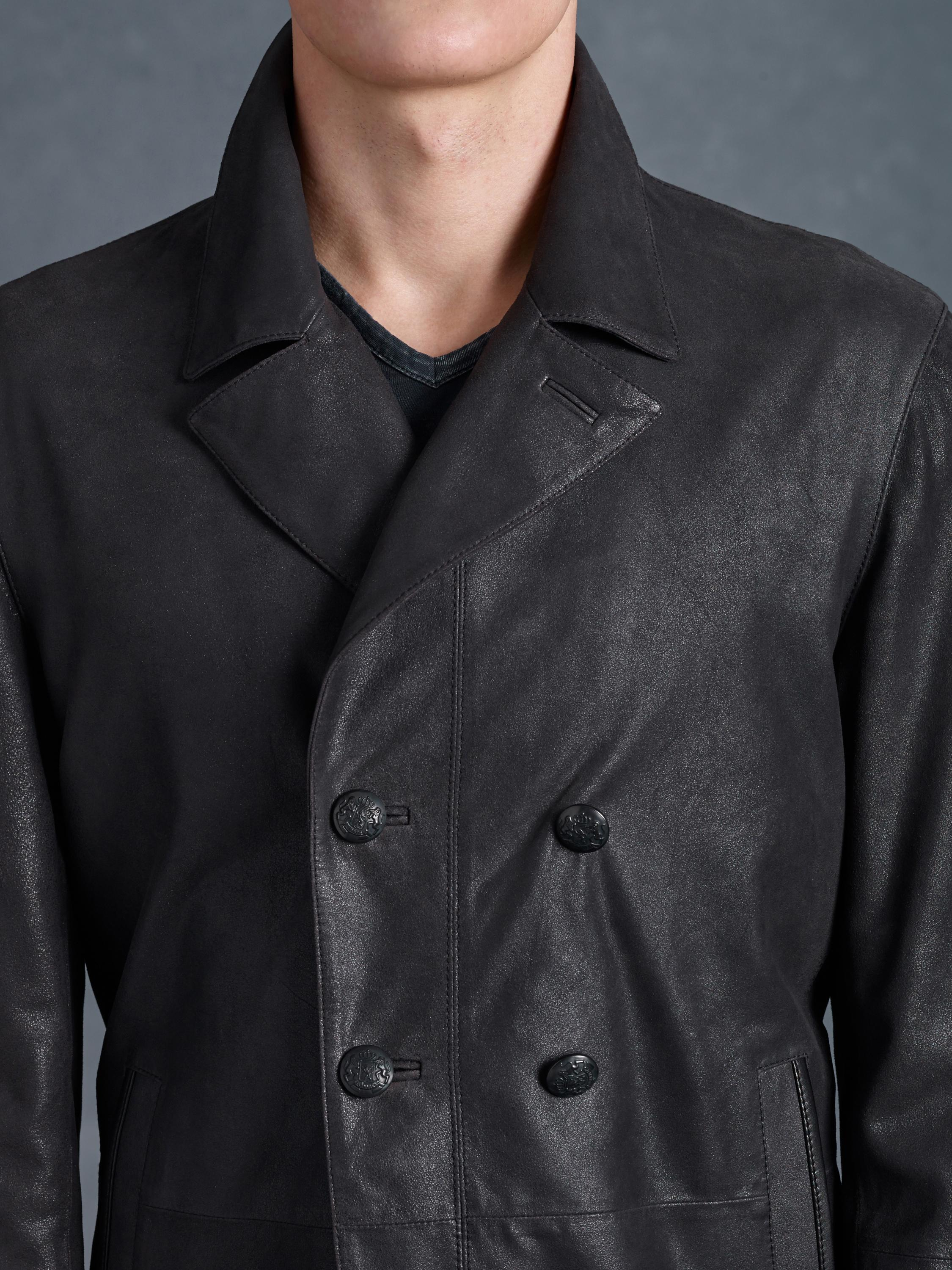 Lyst John Varvatos Double Breasted Leather Jacket in Black for Men