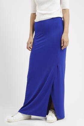 Topshop Wrap Over Maxi Skirt in Blue | Lyst