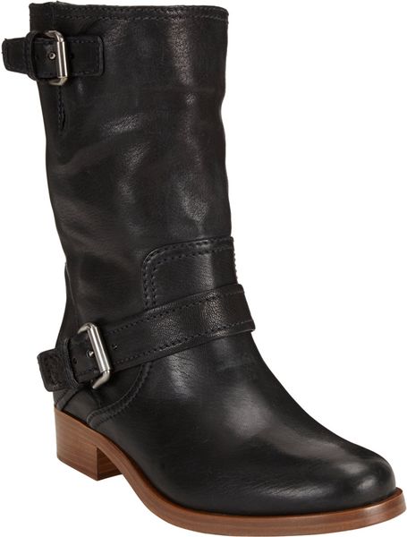 Miu Miu Hidden Wedge Motorcycle Boot in Black | Lyst