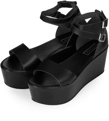 Topshop Wallis Flatform Sandals in Black | Lyst
