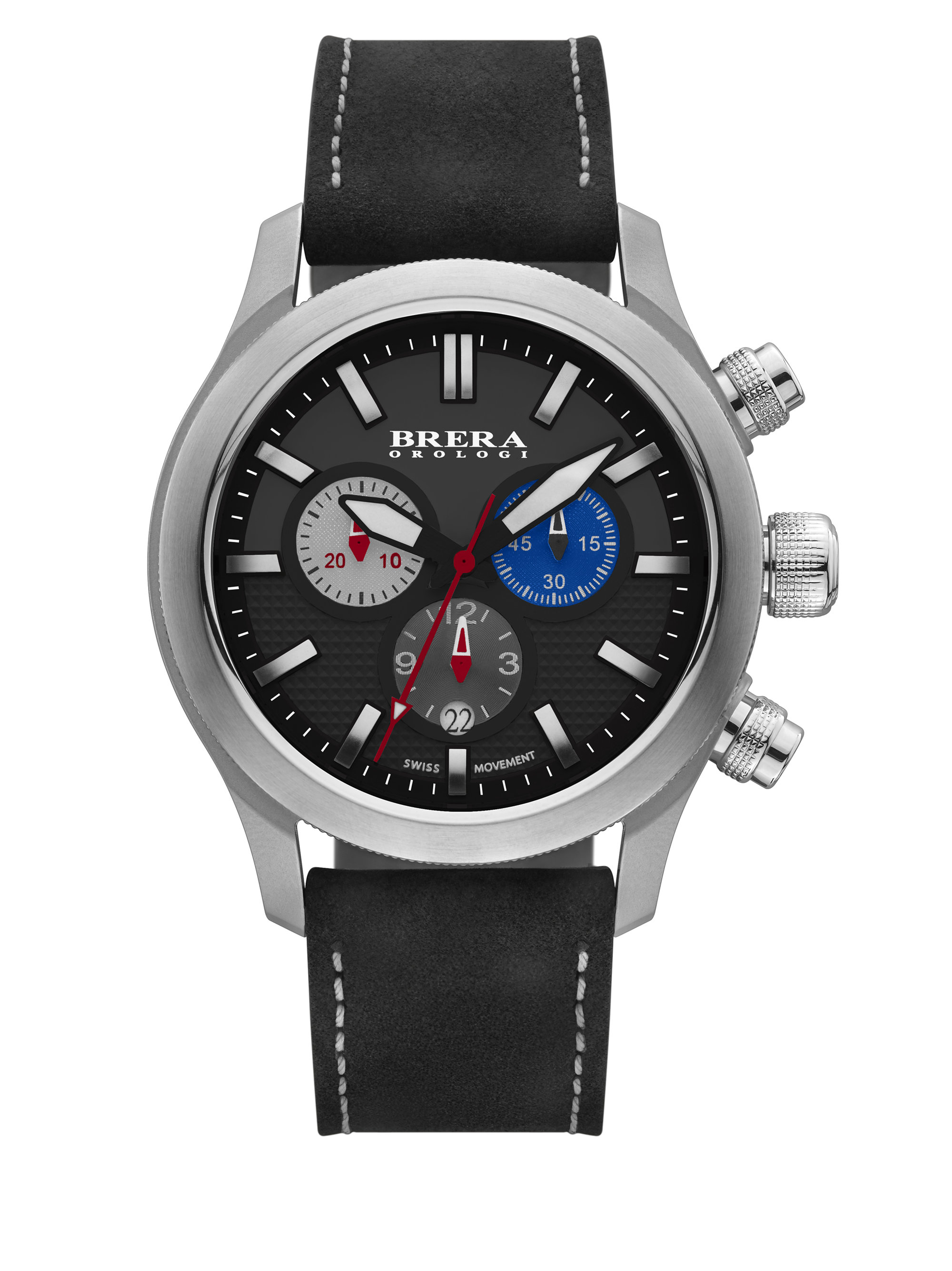 Brera orologi Eterno Chrono Stainless Steel & Leather Chronograph Strap