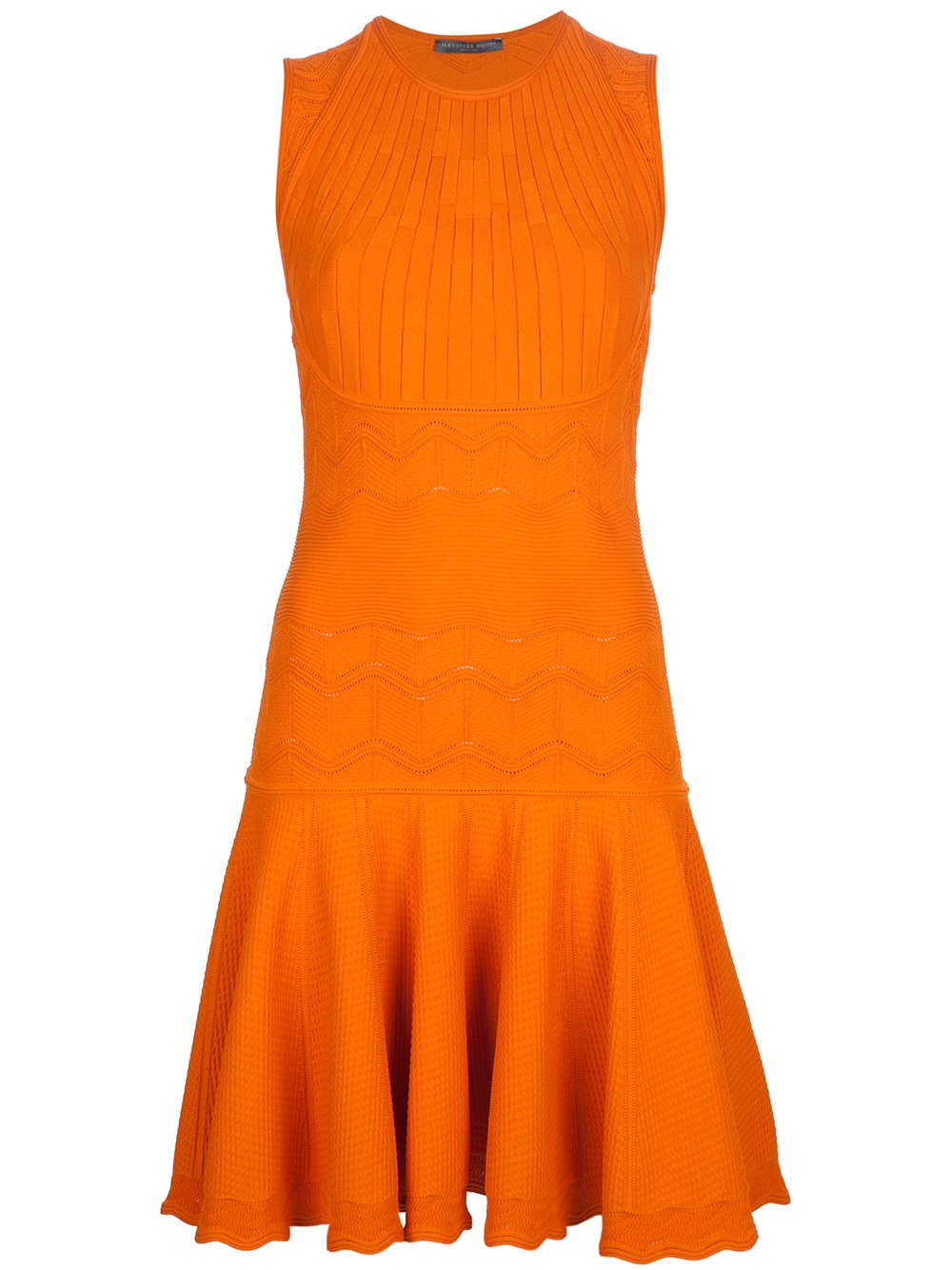 Alexander mcqueen Wavy Knit Dress in Orange | Lyst