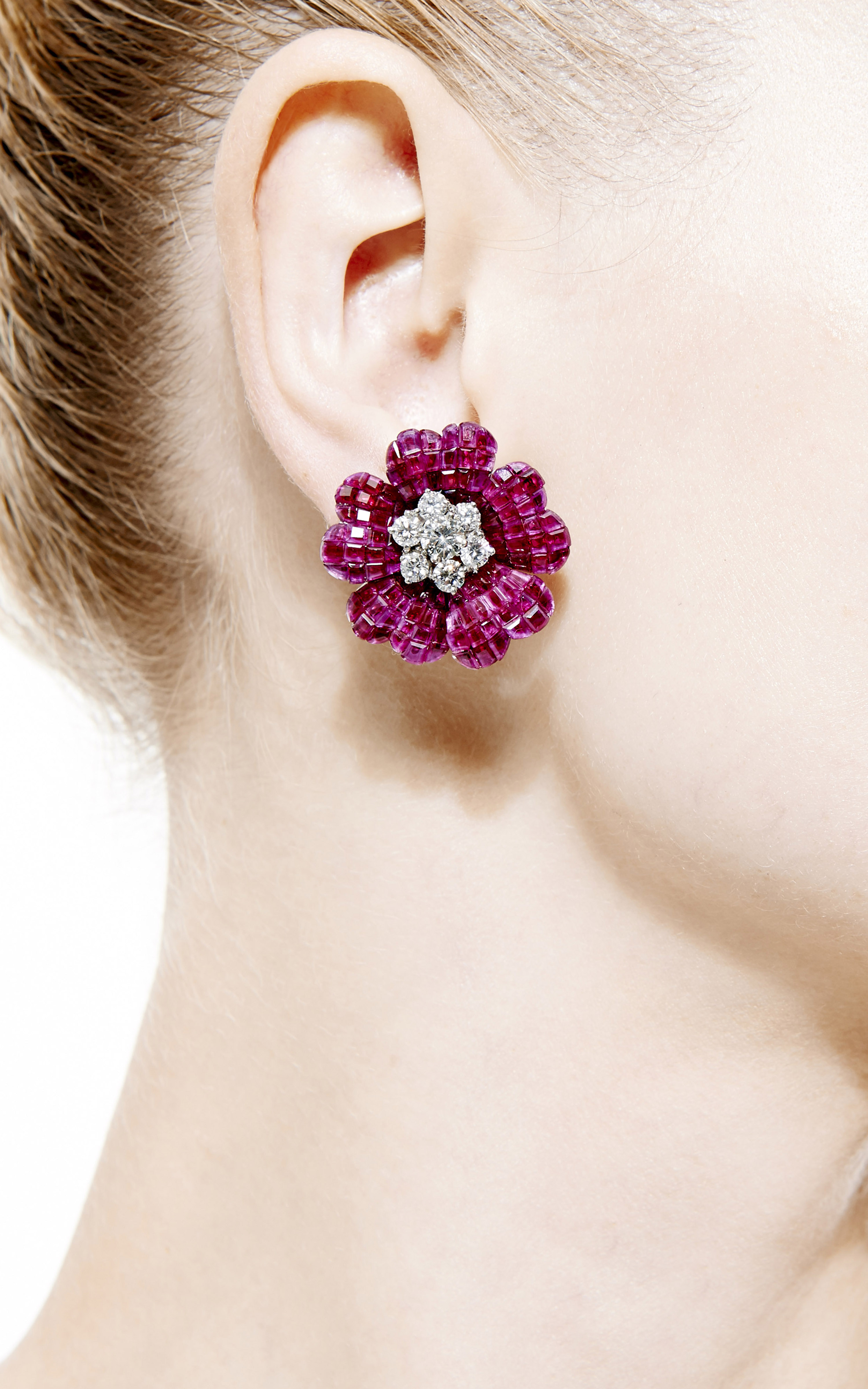Van Cleef And Arpels Ruby Flower Earrings Best All Earring Photos Lyst Simon Teakle Vine Van Cleef Arpels Ruby And Diamond