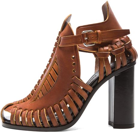 Proenza Schouler Woven Leather 100mm Chunky Heel Sandals in Brown (Elah ...
