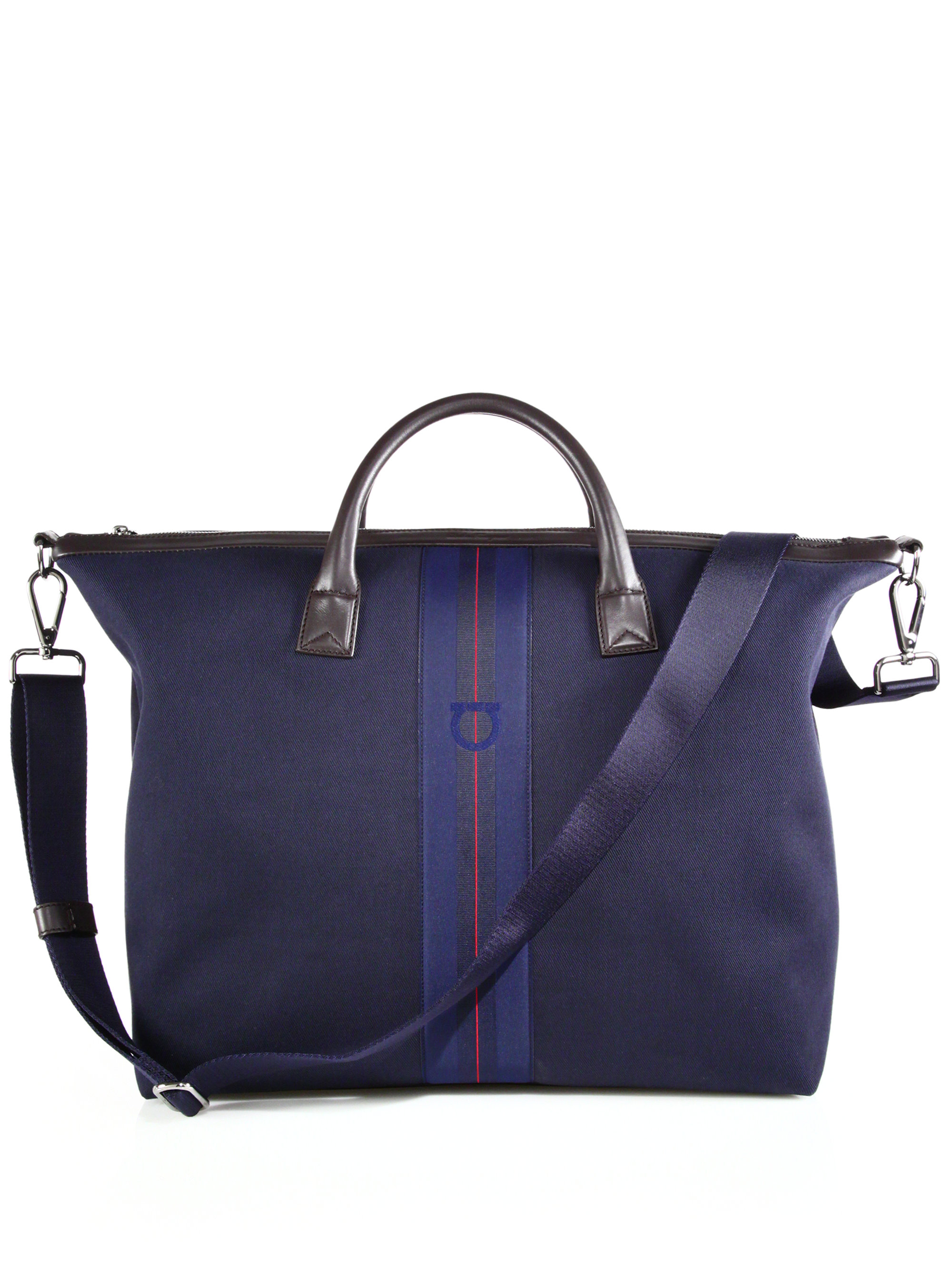 Lyst - Ferragamo Manderson Canvas & Leather Weekender Bag in Blue for Men