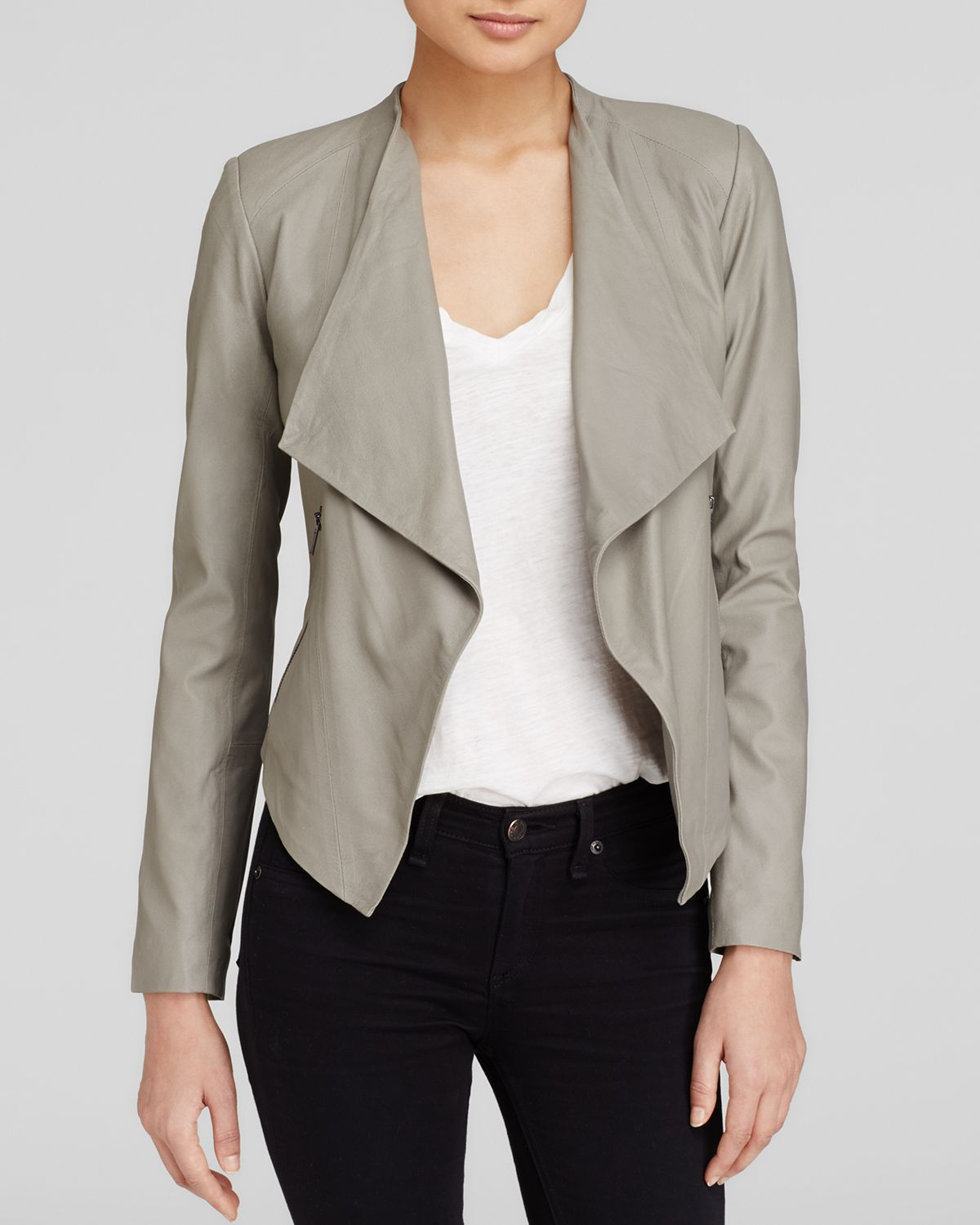 Lyst Bb Dakota Harper Soft Leather Jacket In Gray Gallery