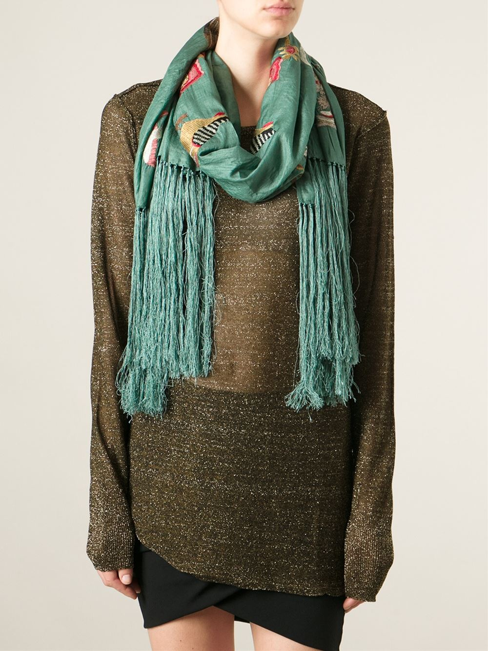 Isabel marant Embroidered Scarf in Green Lyst