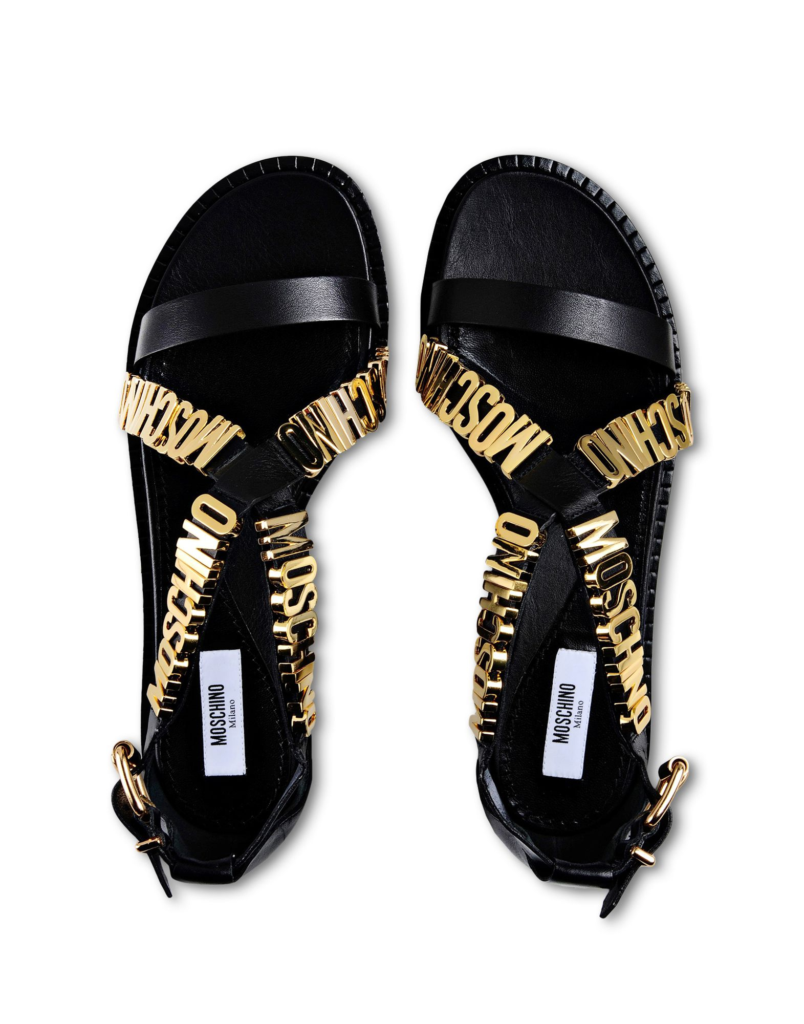 moschino abstract leather flat sandals