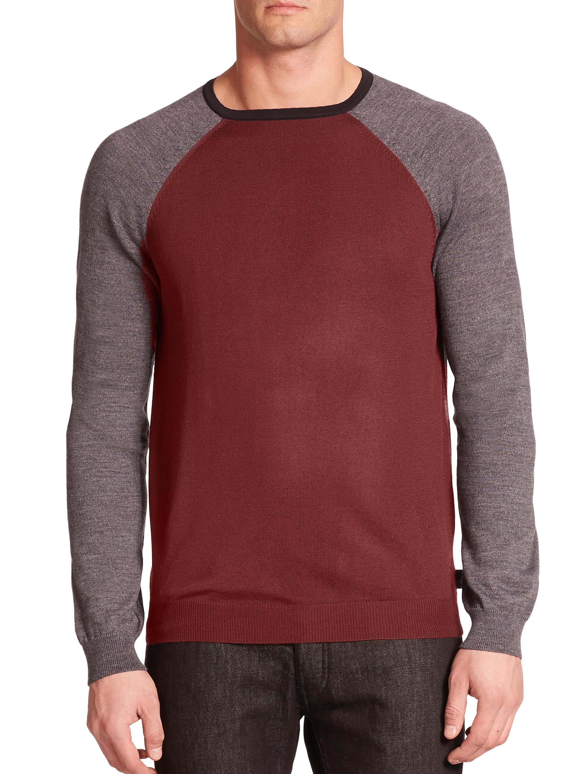 Lyst - Armani Raglan-sleeved Fine-knit Thermal Sweater in Purple for Men
