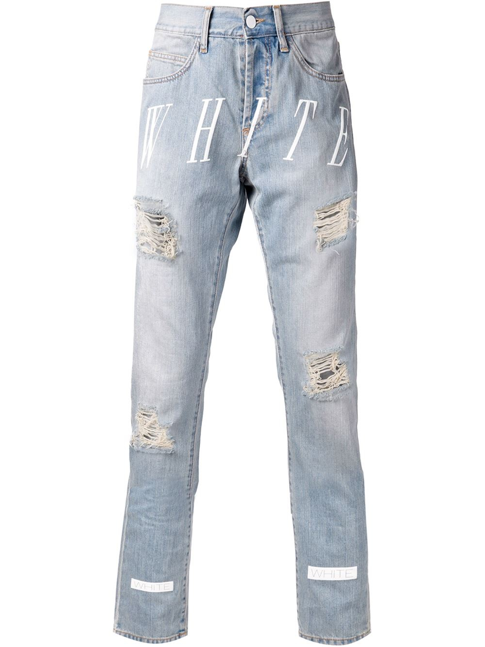Off-White c/o Virgil Abloh Distressed Striped Jeans in Blue for Men - Lyst