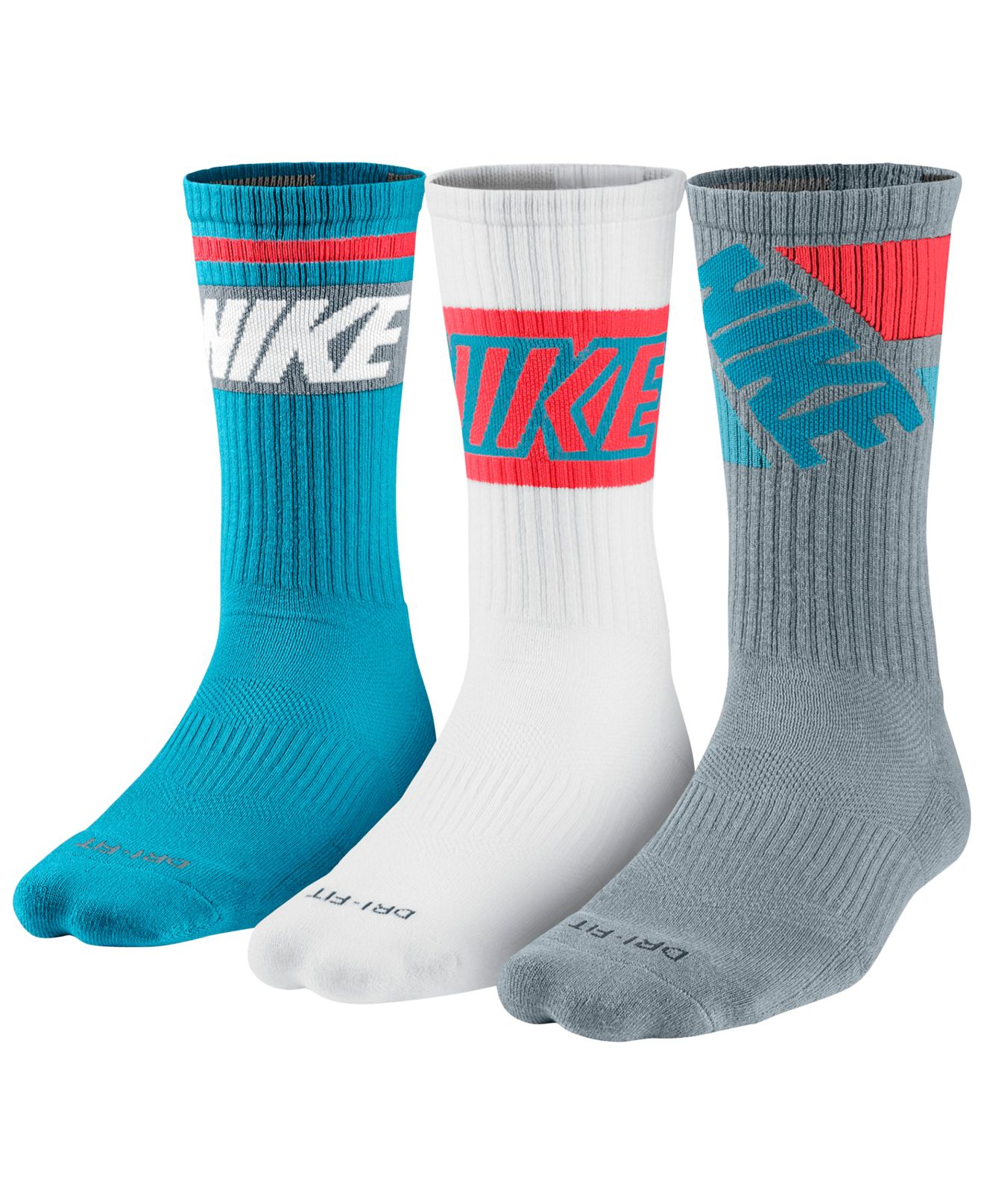 Nike Dri-fit Fly Rise Crew Socks 3-pack in Blue for Men | Lyst