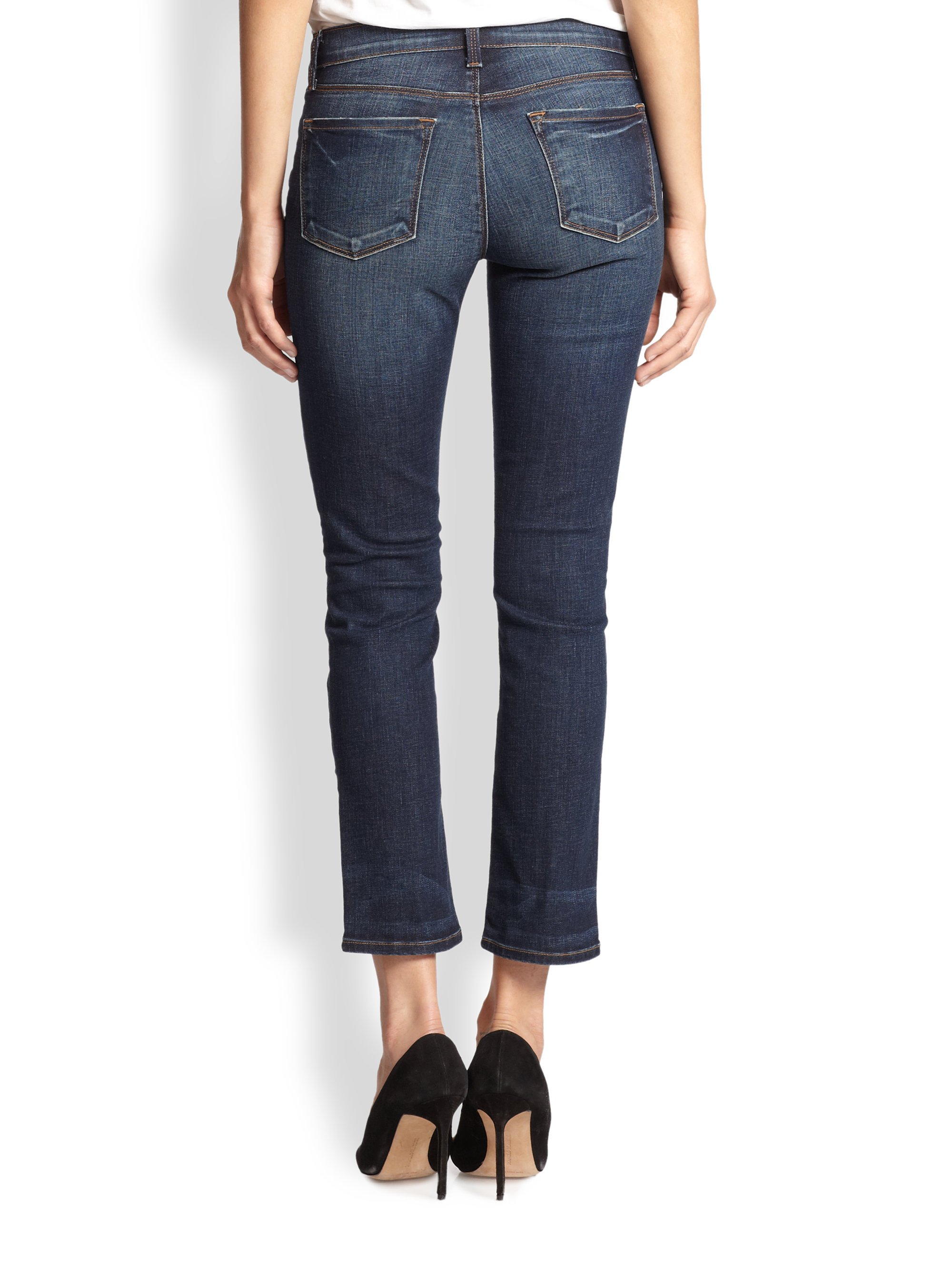 Lyst - J Brand Low-rise Distressed Cropped Jeans in Blue