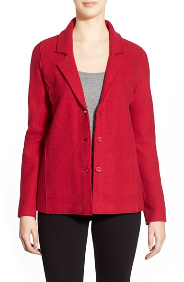 Lyst - Eileen Fisher Notched-Collar Merino-Wool Jacket in Red