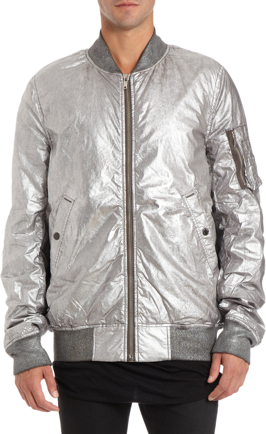 Lyst - Drkshdw By Rick Owens Bomber Jacket in Silver in Metallic for Men