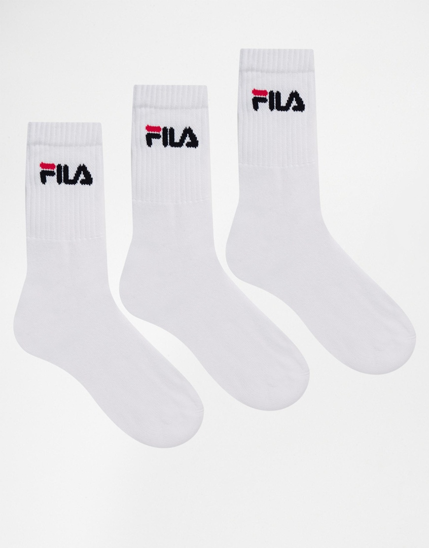 Fila 3 Pack Crew Socks in White for Men | Lyst