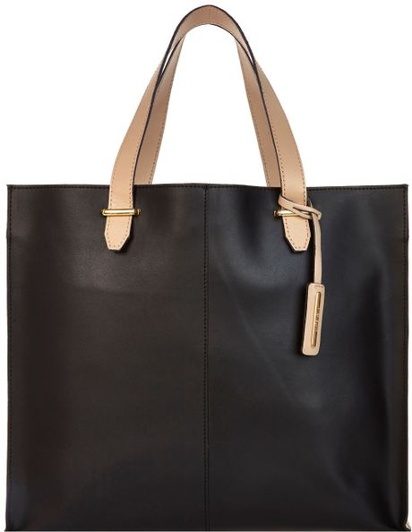 River Island Black Color Block Leather Tote Bag in Black | Lyst