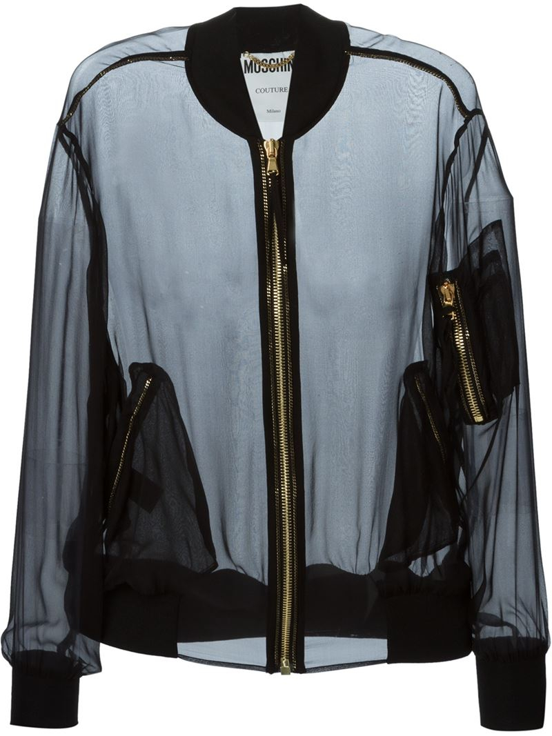 Lyst Moschino Sheer Bomber Jacket in Black