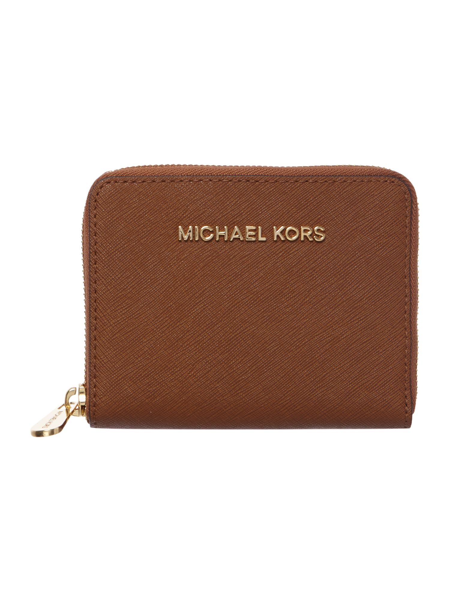 Michael kors Jet Set Tan Saffiano Leather Wallet in Brown | Lyst