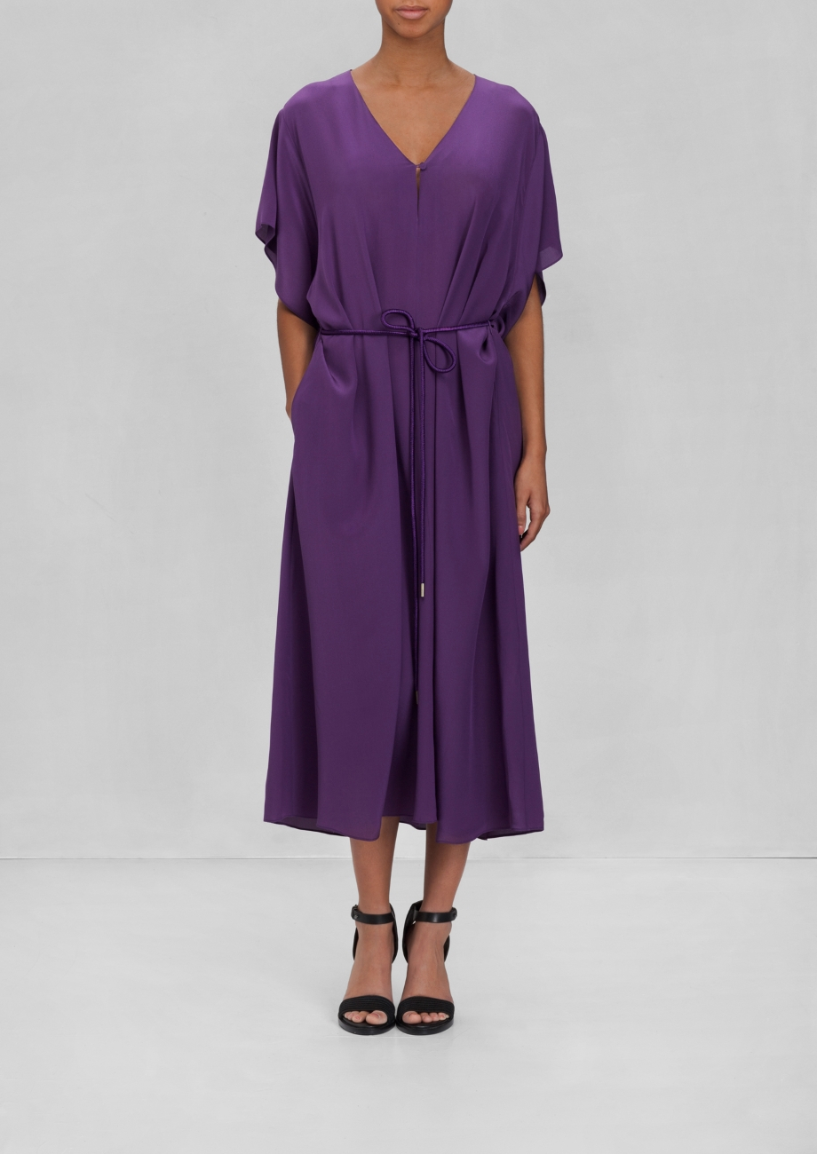 & Other Stories Vneck Silk Dress in Purple (Dark purple) | Lyst