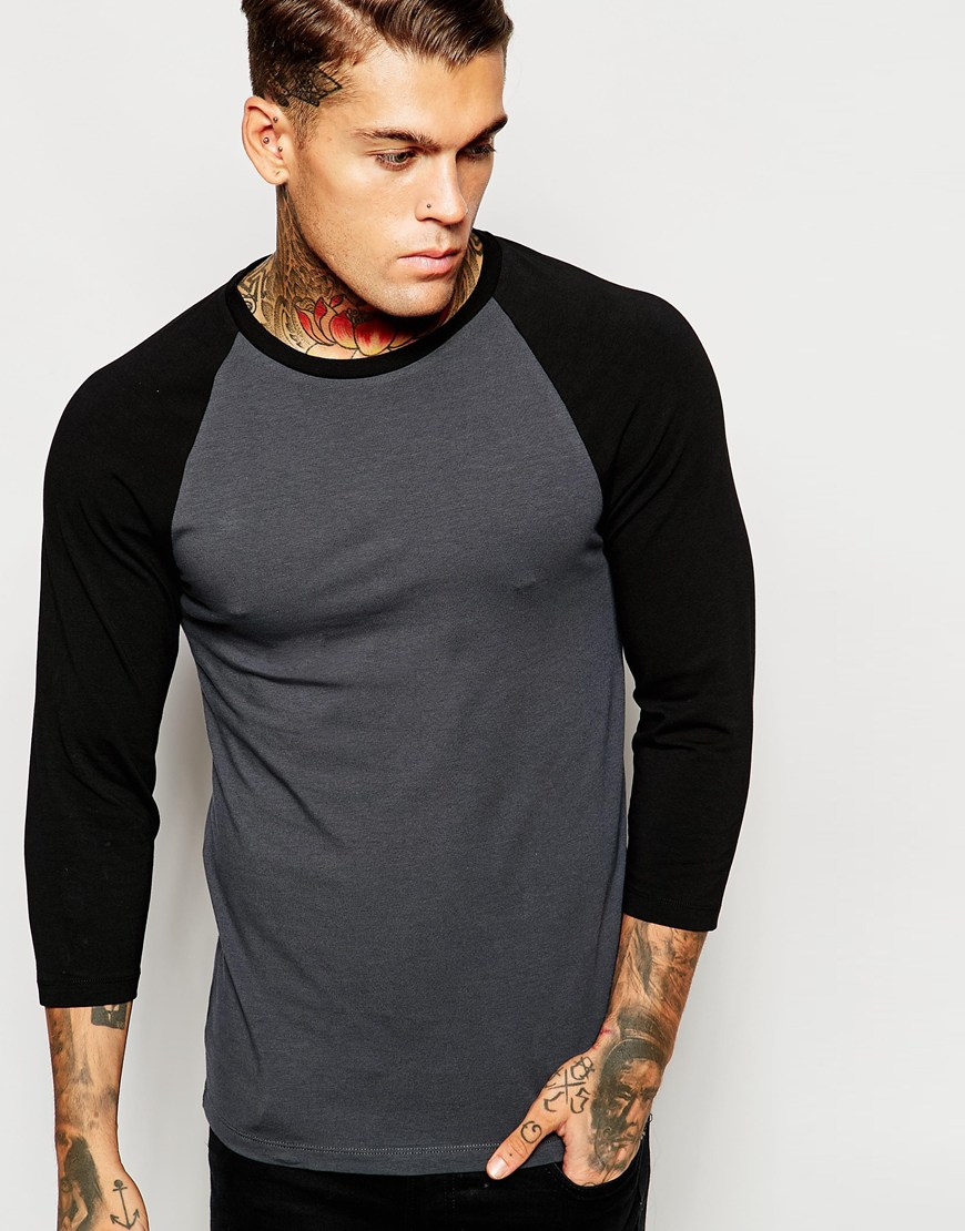 Lyst - Asos Extreme Muscle Fit 3/4 Sleeve T-shirt With Contrast Raglan ...