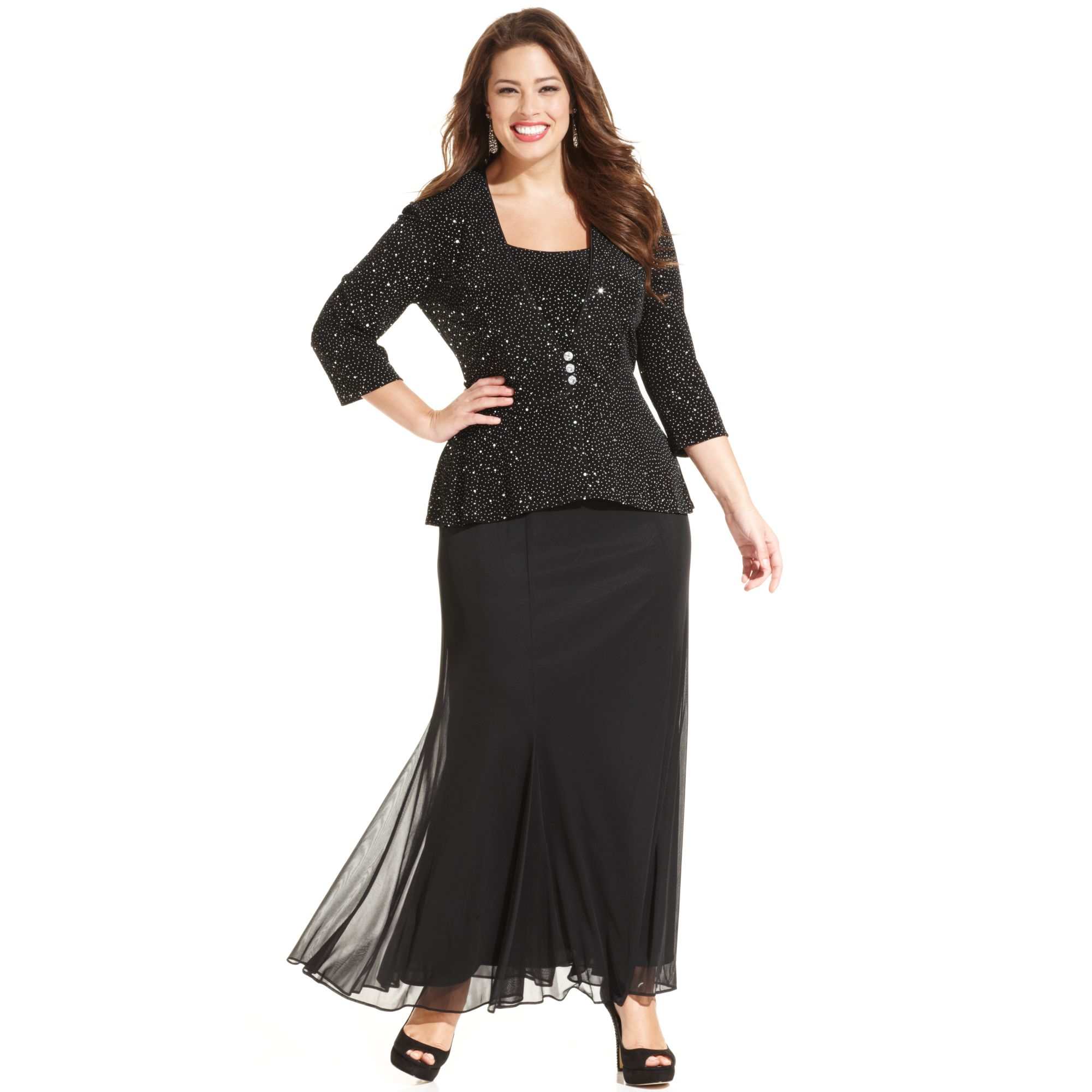 Alex Evenings Plus Size Sleeveless Sequin Chiffon Gown And Jacket In 4792