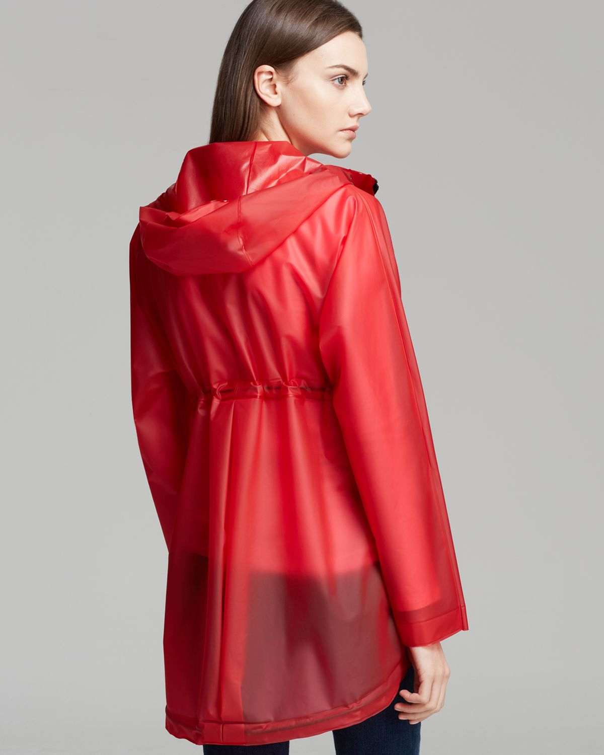 HUNTER Raincoat Original Clear Smock in Red - Lyst