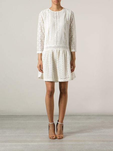 Vanessa Bruno Athé Lace Athé Dress in White (nude & neutrals) - Lyst