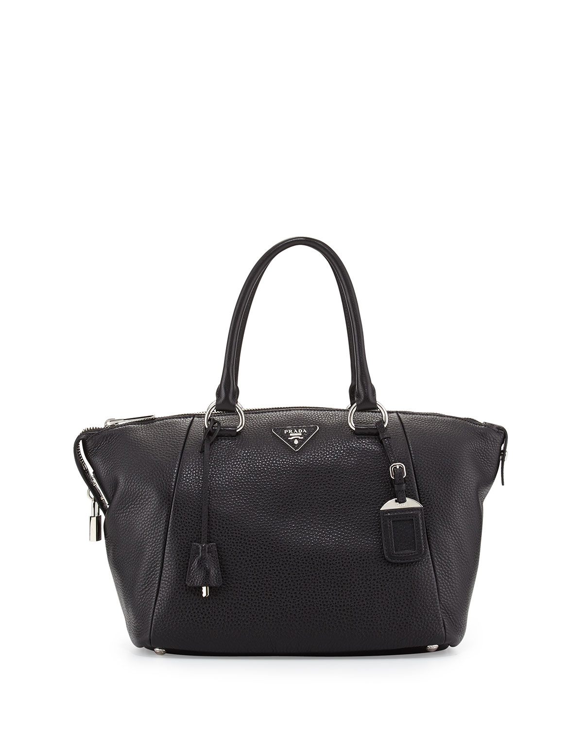 Prada Vitello Daino Satchel Bag in Black | Lyst